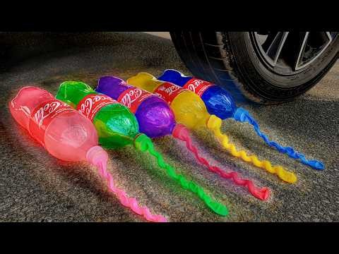 Car vs Colorful Coca Cola Bottle 🌈 Extreme Wheel Crush | Crunchy Satisfying Experiment