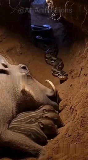 Snake Ambush in the Warthog Den — Night Attack Caught Inside the Burrow @Shorts