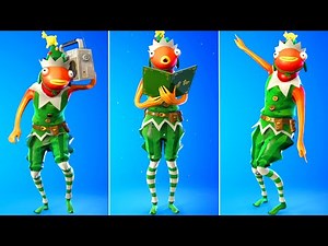 FA-LA-LA-LA FISHSTICK Skin with Best Fortnite Dances & Emotes! (Mashed Potato, Boomin', Sing Along)