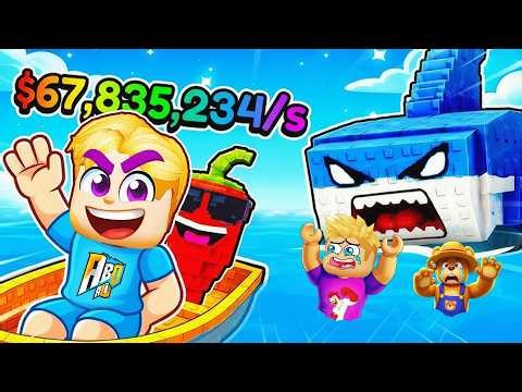 السباحه في البحر مع القروش 🦈 🌊 ( ولكن انقاذ Brainrot بالمركب 🚤 ) ماب جامد جدآ🔥 !!