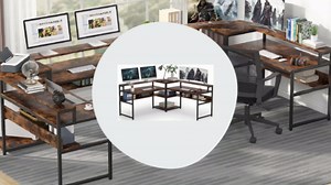 Tribesigns L-Shaped Desk with Storage Shelves, 67" Large Corner Computer Desk with Monitor Stand and Bookshelf, Rustic Study Writing Workstation with Corner Shelf for Home Office