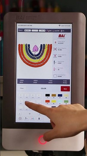 Institch i5 control panel and BAi embroidery machine