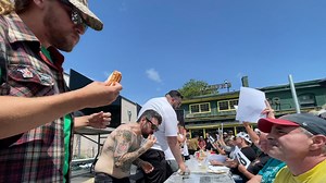 Hot Dog eating contest in city benefits Worcester County Food Bank