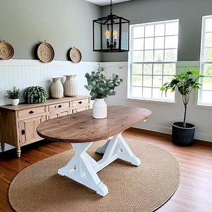 Solid Wood Oval Dining Table - Farmhouse Rustic Table - Country Farm Table- Racetrack Dining Table - Free Shipping- Handcrafted in USA - Etsy