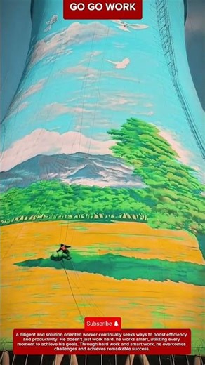 High-Altitude Industrial Mural Painting for Cooling Tower Artwork and Large Infrastructure Decoratio