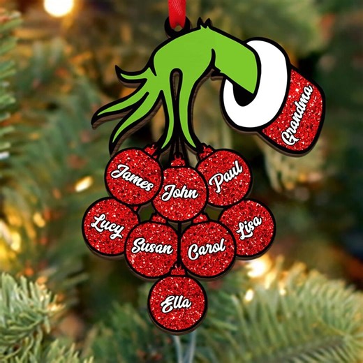 Hand Grinch Ornament, Personalized Kids Ornament, Gift for Grandma, Grandparents - Etsy