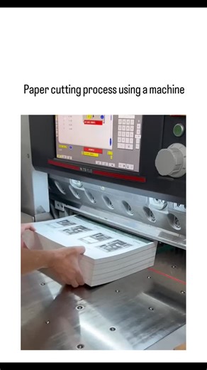 GLOBAL REEL HUB | #This X post showcases a 52-second video of an industrial guillotine cutter trimming thick stacks of printed paper with laser-guided... | Instagram