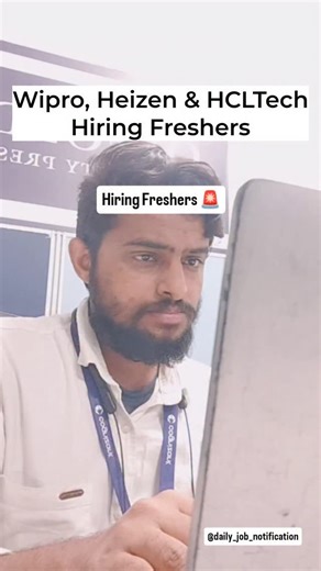 Daily Job Notifications | Internships | Career on Instagram: "Hiring freshers for Various Roles from the companies like Wipro, Heizen & HCLTech Don't Miss the opportunity 🔥 📢 Wipro – WILP Program BCA / B.Sc (CS, IT, Maths, Stats, Electronics, Physics) | Batch: 2025 | Stipend ₹15k–23k + ₹75k Bonus 📢 Heizen – Software Development Engineer (Intern) CS / Engineering or related | Freshers / Students | ₹25k/month | PPO Opportunity 📢 HCLTech – Graduate Engineer Trainee (GET) BE / BTech / MCA / MSc 