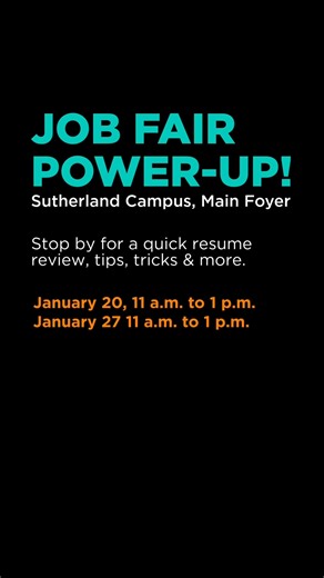 Job Fair success starts here. Visit Career Services at our pop-up table in the Sutherland Campus Main Foyer to get ready for the upcoming Job Fairs with quick resume and cover letter feedback, interview practice, networking tips, and job fair insights. Job Fair Pop-Up: Your Job Fair Power-Up January 20 and 27 | 11 a.m.–2 p.m. All students are welcome. Come network, explore opportunities, and take the next step toward your future career. Visit flemingcollegecareerservices.ca for a list of partici