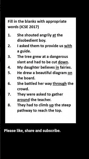 ICSE board solution to Fixed Prepositions #english #icse #preposition #phrasalverbs #shortsfeed