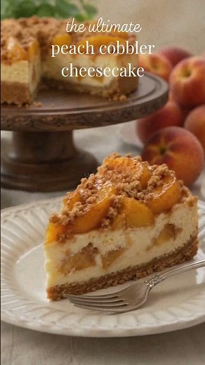 Peach Cobbler Cheesecake Recipe! (Better Than A Bakery) #dessertrecipe #recipe #dessert