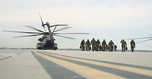 Norfolk-based Navy squadron HM-14 taking its final flight