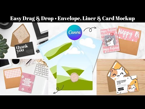 Drag and Drop Card Mockup, Envelope Liner Mockup Demo / Tutorial • Editable Canva Template