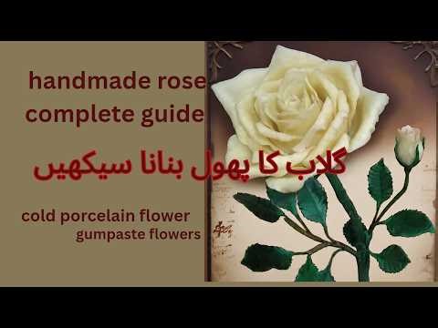 handmade rose branch complete tutorial| پورسلین کَلے سے گلاب کا پھول بنانا سیکھیں‪@Theclayworld072‬