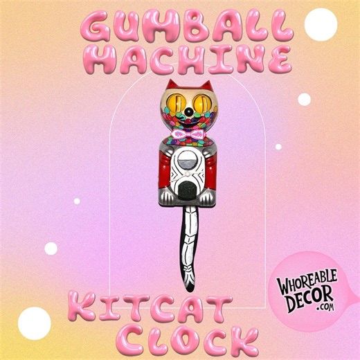 Custom Bubblegum Machine Kit Cat Klock Custom Clock Original Art Hand Painted One of a Kind! - Etsy New Zealand
