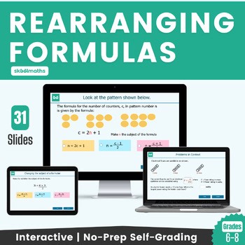 Rearranging Formulas No-prep Digital Math Lesson and Self-Grading Activities