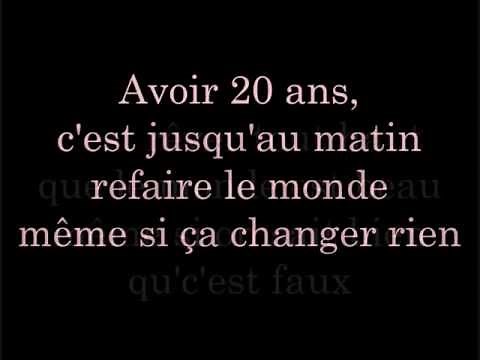 Avoir 20 ans - paroles