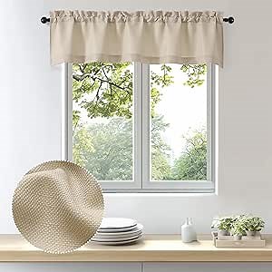 OWENIE Bob 1 PCS Linen Valances for Windows, Faux Linen Textured Kitchen Window Curtains Valance for Bedroom Living Room, Modern Soft Airy Solid Rod Pocket Bathroom Cafe Curtain, 60Wx14L Inch
