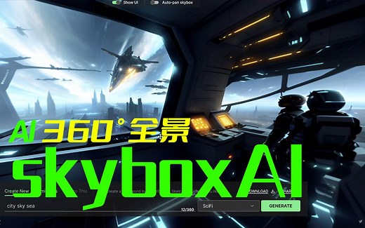 Skybox AI史诗级更新！一键生成全360°VR全景图！OpenAI最新技术，科幻！卡通！写实！随心所欲！