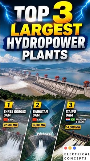 Top 3 Largest Hydropower Plants #hydropower #electricalfacts #hydroenergy #viralshorts
