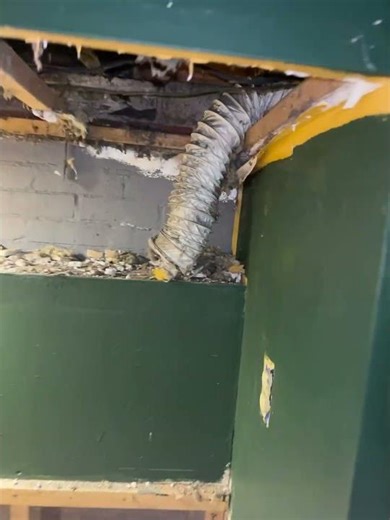 Frat basement fan pumps into the ceiling.