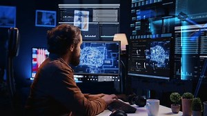 Video Stok Freelancer Using Computer Interacting Artificial Intelligence (100% Tanpa Royalti) 3556064457 | Shutterstock