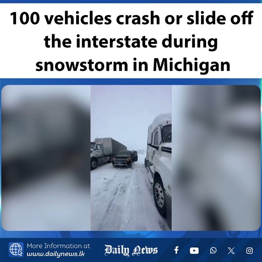 100 vehicles crash or slide off the interstate during snowstorm in Michigan More than 100 vehicles smashed into each other or slid off the interstate in Michigan during a snowstorm Monday. The wreck closed Interstate 196 south of Grand Rapids. Video Courtesy : Associated Press | Daily News