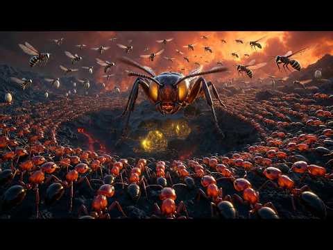 🐝💥 Giant Wasps Attack Fire Ants — Big Mistake!