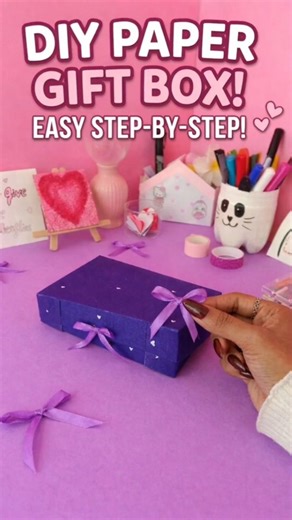 DIY gift box💜from paper to a luxury gift box✨#shorts #diycrafts