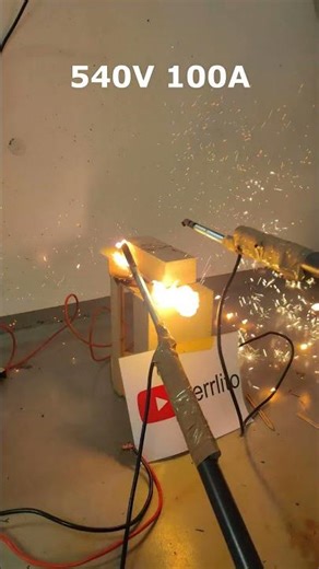 pencil VS high current arc 540V 100A short circuit #shorts #satisfying #destruction #plasma