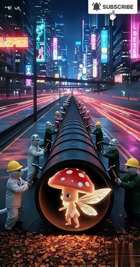 “Mushroom Fairy Appears on Neon Highway | Ultra Realistic 8K Fantasy CGI Animation”