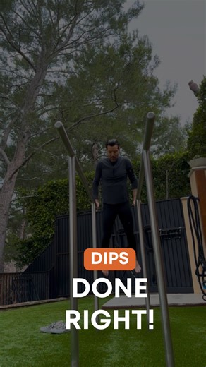 How to do dips the RIGHT way 💪🏼 • Keep your lower body tight and stable, no swinging • Lower until your triceps are parallel to the bars • Stay controlled on the way down, powerful on the way up Since you’re lifting your bodyweight, progression is key, increase your reps over time. Once that gets easy, throw on a weighted vest and level up 🔥 Want the full breakdown of the BEST upper body workouts? Head over to my YouTube channel where I rate and rank them all! | Tony Horton