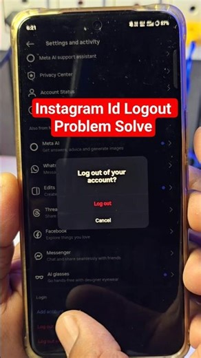 Instagram Account Logout Nahi Ho Raha hai ? 😱 1 Minute Fix 🔥 #shorts
