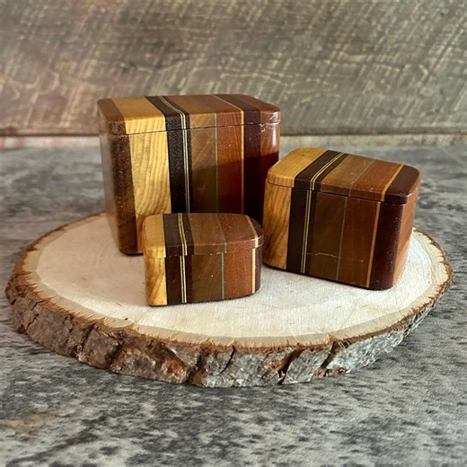 Vintage Wooden Marquetry Nesting Boxes for Desk or Dresser Set of 3 - Etsy