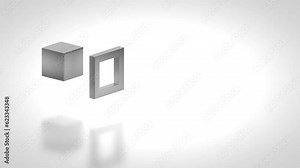 Computer graphics. The ball goes into the circle and becomes a cube which goes inside the square. The concept of solving any task. A way out of any difficult situation. Solution to the problem. Loop Stock Video