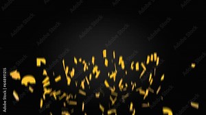 Animated congratulation text formed from particles that fall from above and then fall out, available in dark background and green screen. celebrate banner