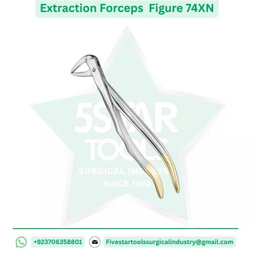 ✨ Extraction Forceps Fig. 74XN ✨ Designed for precision and power, our Extraction Forceps Fig. 74XN are specially crafted for the efficient removal of lower molar teeth. Made from premium surgical-grade stainless steel, they ensure a perfect grip, smooth handling, and long-lasting performance trusted by dental professionals worldwide. 🦷💪 🟢 Strong, anatomically designed beaks for secure tooth grip 🟢 Ergonomic handles for maximum comfort and control 🟢 Autoclavable and corrosion-resistant 🟢 I