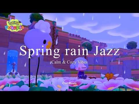 5 Hours Cozy Jazz | Spring Rain Garden | Pokémon Pokopia Ambience