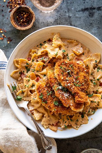 Southern Style Creamy Parmesan Chicken Pasta.