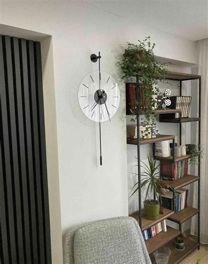 Oversized Modern Unique Pendulum Wall Clock, Luxury Minimalist Home Wall Clock Decor for Bedroom, Living Room or Office Silent Non Ticking - Etsy