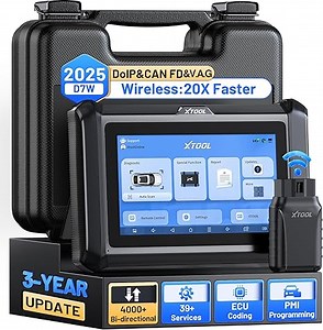 XTOOL D7W Wireless OBD2 Diagnosegerät Auto mit OE-Level Alle System Diagnose, 39+ Reset, 4000+Bidirektional Test, Online/Offline ECU Codierung, CANFD/DOIP/FCA, V.A.G-Geführte, PMI, 3 Jahre Update