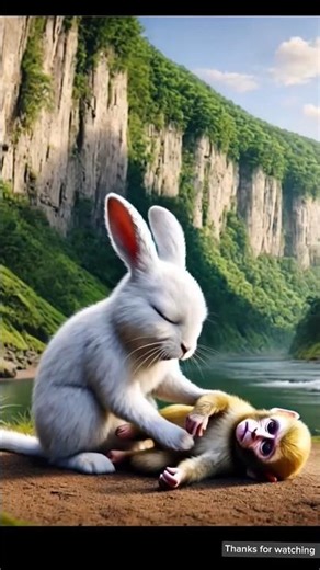 rabbit save monkey 🐒❤️ #short #dreamai