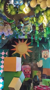 An interactive Minecraft party for Moni's 7th Birthday with ender dragon moving up and down and 3D characters rotating all through out the event. Thank you Tan-Javier for always trusting and believing in our team!! | Party Bitz & Pieces