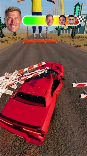 🤩Ronaldo Vs Mbappe Vs Messi Vs Scooby-Doo⚡Obstacles Challenge #beamngdrive #simulator #shorts