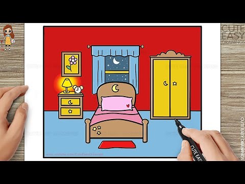 How to Draw Kids Bedroom - Easy Drawing and Coloring Step by Step