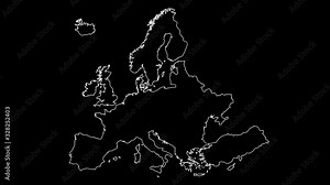 Europe continent map outline animation