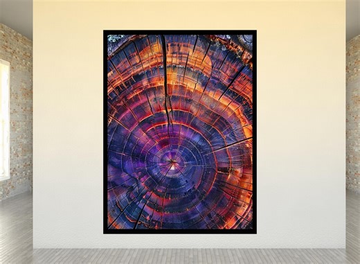 Purple Tree Ring Print, Abstract Wood Slice Art, Moody Japandi Wall Decor - Etsy