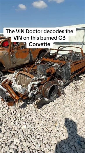 Vehicle ID Specialists on Instagram: "The VIN Doctor decodes the VIN on this burned C3 Corvette #vindoctor #c3 #corvette #chevroletcorvette #vin #cargram"