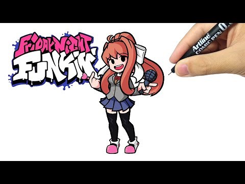 How To Draw Monika Fnf, How To Draw Monika Easy, How To Draw Friday Night Funkin Characters.