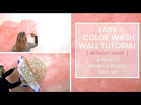 How To Colorwash A Trendy Accent Wall Without Glaze & Stencil A Metallic Mandala